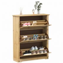 Avimac - Mueble zapatero Corona madera maciza de pino 99x32x124,5 cm