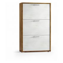 Mueble Zapatero De Roble Oscuro Con 3 Puertas De Doble Fondo