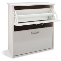 Mueble zapatero Eco de 2 puertas acabado blanco, 61 cm(ancho) 74 cm(altura) 25 cm(fondo)