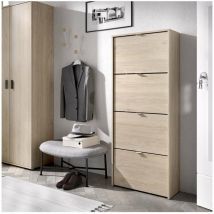 Mueble Zapatero Jaen con 4 trampones en natural. 61 cm(ancho) 149 cm(altura) 25 cm(fondo)