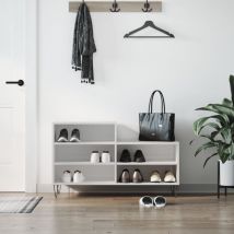 Mueble zapatero madera contrachapada blanco brillo 102x36x60 cm