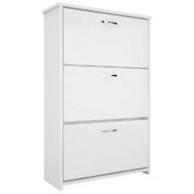 Epikasa - Mueble Zapatero Tea, Tablero Aglomerado de Melamina, Metal, Plástico, Blanco, 72x25,5x112 cm