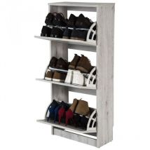 Zapatero volga 51AB Topkit Armario zapatero 3 puertas estrecho Medidas: 123x54x25 cm Blanco Mozart