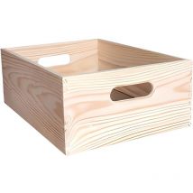 Mueblear - Caja de almacenaje apilable de pino macizo - 40x30x15 cm