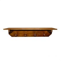 MUEBLEAR Colgador estante de 4 pomos, Madera de pino, 75x22x16 cm - nogal