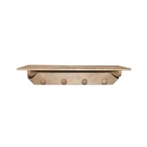 Aranaz - mueblear Colgador estante de 4 pomos, Madera de pino, 75x22x16 cm - sin barniz