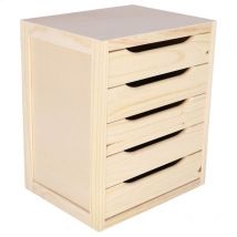 Aranaz - mueblear Commode à 5 tiroirs, sans vernis - Naturel