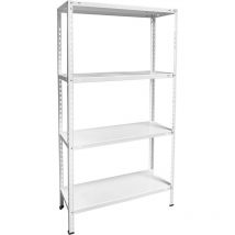 Mueblear - Estantería metálica blanca 4 baldas 75x30x137 cm