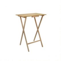 Mueblear - Mesa auxiliar rectangular, Madera de haya, natural 48x35x64 cm - Con aceite
