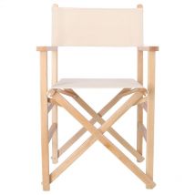MUEBLEAR Sillón director SUNSET de madera de haya con lona desenfundable, aceite, 51x46x86 cm - Beige