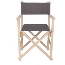 MUEBLEAR Sillón director SUNSET de madera de haya con lona desenfundable, sin barniz, 51x46x86 cm - Gris