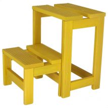 Aranaz - Taburete escalera 2 peldaños amarillo 32 x 23 x 40cm