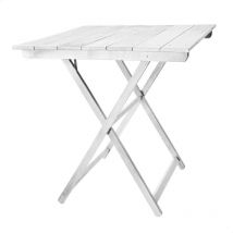 Mueblear - Velador de madera de haya plegable con tablillas Blanco - 70x70x76 cm