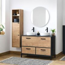 Muebles de Baño Pack Sena Roble Gold y Negro (Lavabos incluidos)