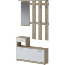 Bellahome - Muebles de entrada Sargassi, Entrada para perchas, Composición para atrio, Consola de almacenamiento multifunción, 100x26h190 cm, Blanco