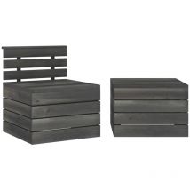 Muebles de jardín muebles de exterior juego de muebles con paleta 2 piezas madera maciza de pino gris oscuro