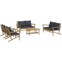 Muebles de jardín muebles de exterior juego de muebles de 5 piezas con cojines de bambú gris oscuro