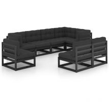 Les Tendances - Muebles de jardín muebles de exterior juego de muebles de 8 piezas con cojines de madera maciza de pino 020017539