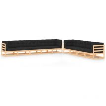 Doc&et² - Muebles de jardín muebles de exterior juego de muebles de 9 piezas con cojines de pino macizo antracita