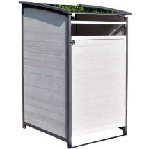 Mucola - Mülltonnenbox Doppelbox Mülltonnenverkleidung Einzelbox Wei GrauMülltonne 240L Gartenbox Anbaubox Holz Anbau Deckel Grau Weiß Zinkdach