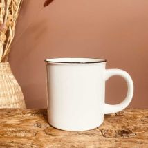 Mug en céramique émaillée blanc – H12 cm x D10.5 cm – Type de produit, Quantité par pack, Matières, Style, Motif décoratif – BazarDeluxe