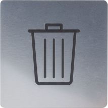 Symbol Müllraum selbstklebend 100x100mm, Kunststoff Edelstahl Effekt