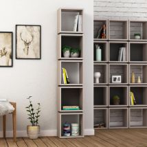 Decortie Multi Modern Bookcase Display Unit Tall 167cm - Mocha Grey / Anthracite Grey