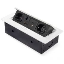 Emuca - Multiconnecteur Atom 26 a+c pour bureau, eu, Peint en blanc, Acier et Plastique et Zamak.