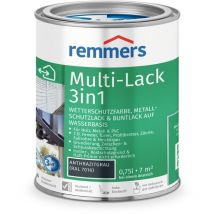 Remmers - Multi-Lack 3in1 anthrazitgrau (ral 7016), 0,75 Liter, Wetterschutzfarbe, Metallschutzlack & Buntlack auf Wasserbasis für Holz, Metall & pvc