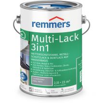 Remmers - Multi-Lack 3in1 silbergrau (ral 7001), 2,5 Liter, Wetterschutzfarbe, Metallschutzlack & Buntlack auf Wasserbasis für Holz, Metall & pvc