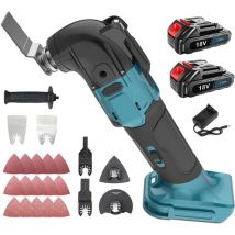 Pedony - Multi-outils oscillants, ponceuse, grattoir, scie sans fil, sans balais, 6 vitesses avec 22 lames + 2 batteries 3,0 a + chargeur,