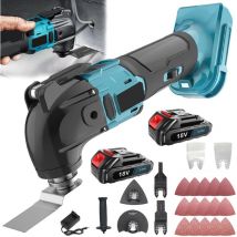 Pedony - Multi-outils oscillants, ponceuse, grattoir, scie sans fil, sans balais, 6 vitesses avec 22 lames + 2 batteries 3,0 a + chargeur,