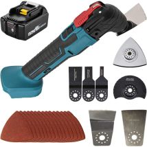 Multi Outils Oscillants Sans Fil, Compatible Avec La Batterie Makita 18v Avec 1 Pack 5.5ah Bl1850b Batterie, Lames Et Accessoires Kit 22 Pièces(