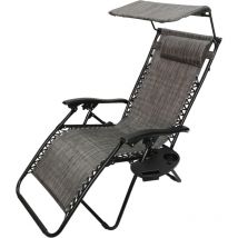 Hamble Distribution - Multi Position Garden Gravity Relaxer Chair Sun Lounger with Sun Canopy in Grey