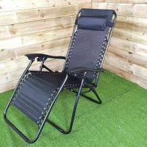 Multi Position Textoline Garden Relaxer Chair Lounger - Black