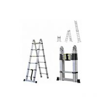 Day Plus - Multi-Purpose 3.8M Aluminium Portable Telescopic Ladder diy Extendable A-Frame Ladder & Straight Ladder Extension Steps Ladder Max 150KG