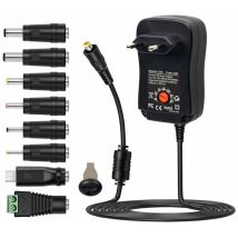 Multifunctional Power Adapter 30W 3V-12V Adjustable Voltage Adapter with 5V/2.1A usb Interface with 8 Sockets Euro Black 3A1YJQ1UYJ
