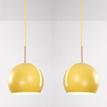 Wottes - Retro Industrial Pendelleuchte Innen Hängelampe Höhenverstellbare Deckenleuchte Gelb 2 Stücke