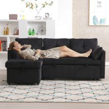 Multifunktionales Schlafsofa Mit Stauraum Und Ausziehbett, Austauschbares Schlafsofa Mit Chaiselongue, Anbausofa Mit Stauraum, Modulares L-förmiges 