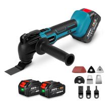 Onevan - Oszillierendes Multitool, 20.000 U/min, kabellos, Stufe 6 Vibration, Holzbearbeitungswerkzeug, elektrischer Dekorationstrimmer mit 2 Batterie