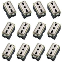 Multipack 12 Prese Bivalente/bipasso Tipo Magic 16a 2p + T 250 Volt