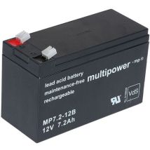 Multipower Blei-akku Mp 7,2 - 12, Pb 12v/7,2 Ah - Stecksystem Faston 6,3 - Kapazität 7200 Mah