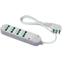 Prise De Courant Multiple Fanton Avec 4 Prises À Deux Broches Avec Câble Blanc 41020