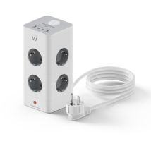 Ewent Multipresa Verticale A Torre 12-in-1 (3680w/16a) Presa Multipla Con 8 Schuko,2 Usb-c E 2 Usb-acon Iinterruttore Luminoso Protezione 