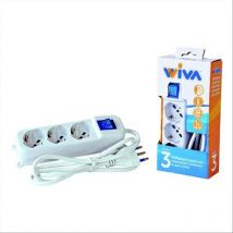 Multipresa 3 Posti Schuko + 10/16A con Interruttore Cavo 1,5m Bianca