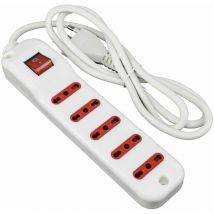 Multipresa Ciabatta 5 Prese Bipasso 10/16A Interruttore YHC03-5YK Jordan