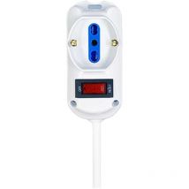 Extrastar - Multipresa Ciabatta Elettrica a 3 Posti 2 Prese 10A/16A + 1 Presa 10A/16A Bipasso Schuko con Interruttore e Spina 10A Cavo 3m Bianco