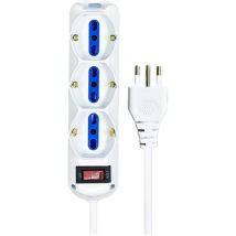 Extrastar - Multipresa Ciabatta Elettrica a 9 Posti 6 Prese 10A/16A + 3 Presa 10A/16A Bipasso Schuko con Interruttore e Spina 10A Cavo 3m Bianco