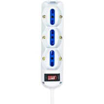 Multipresa Ciabatta Elettrica A 9 Posti 6 Prese 10a/16a + 3 Presa 10a/16a Bipasso Schuko Con Interruttore E Spina 10a Cavo 5m Bianco