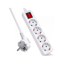 Multipresa Ciabatta Elettrica con Interruttore Save Energy, Cavo 1,5 m, IP20, Protezione, 16 a, 3680 w, Bianco 4 Prese